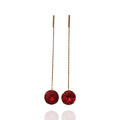 Red Drop Herringbone Earrings