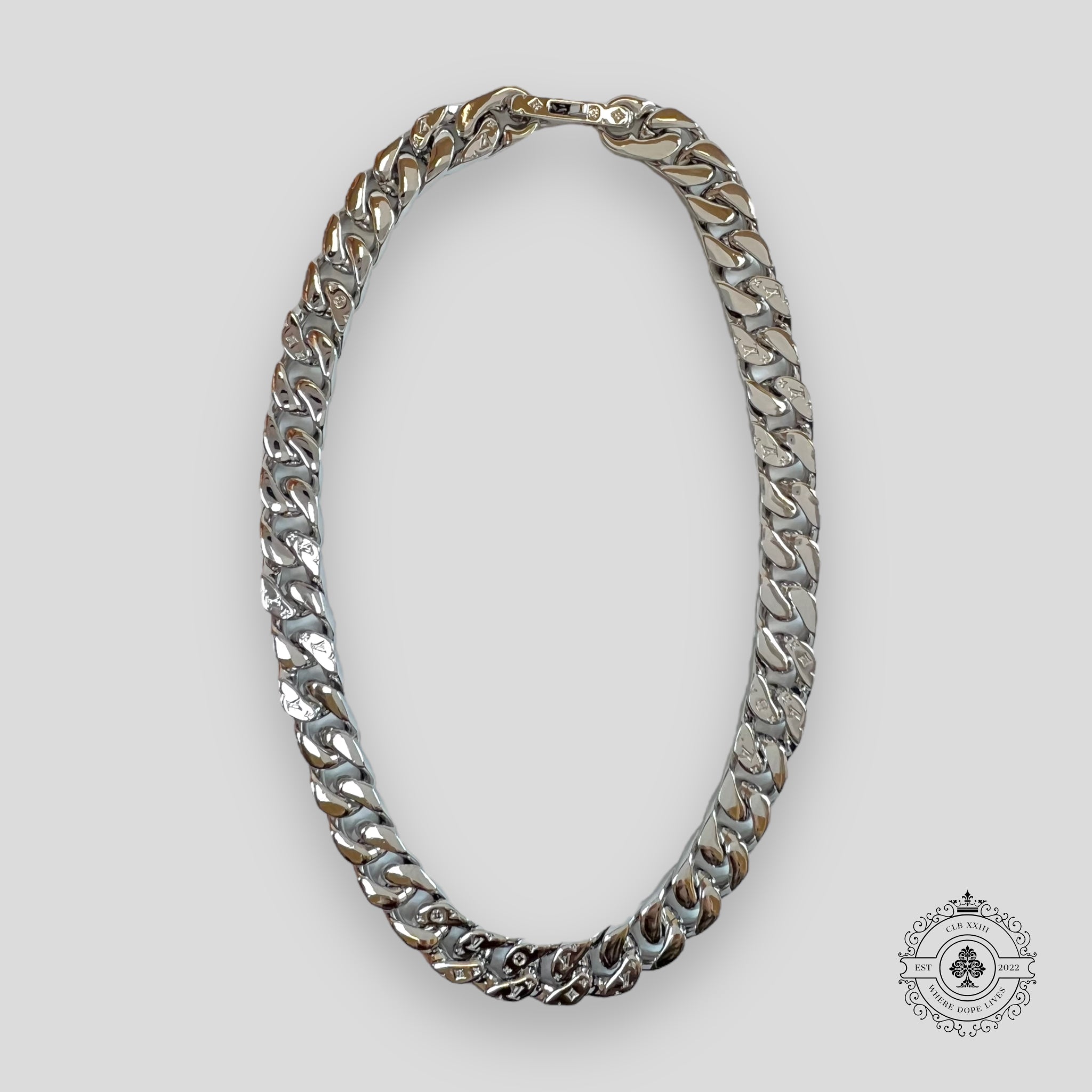 Louis Vuitton Virgil Monogram Chain Link Necklace in Silver